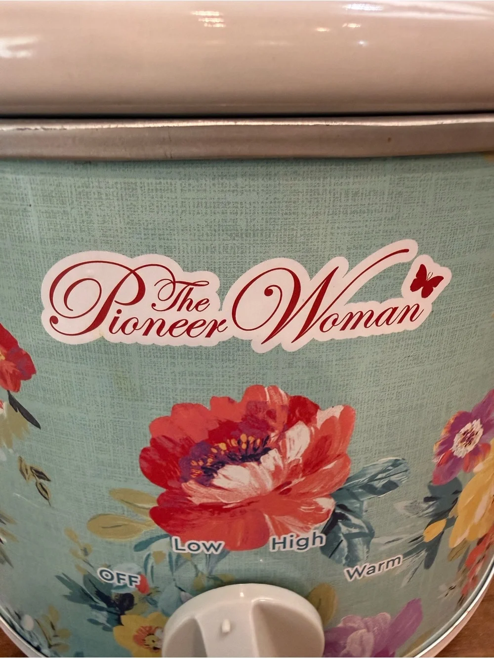 Pioneer Woman 4 Qt Slow Cooker Floral Aqua Crock Pot Glass Lid NWOT